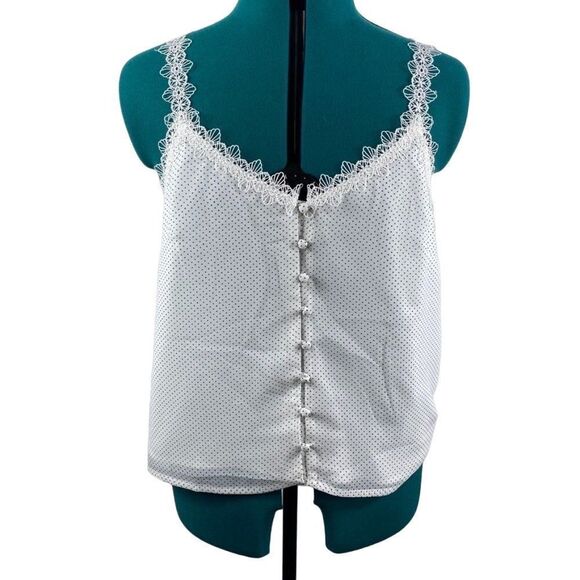 NWT BB Dakota White Lace with Black Dots Blouse- Size M - Picture 2 of 6